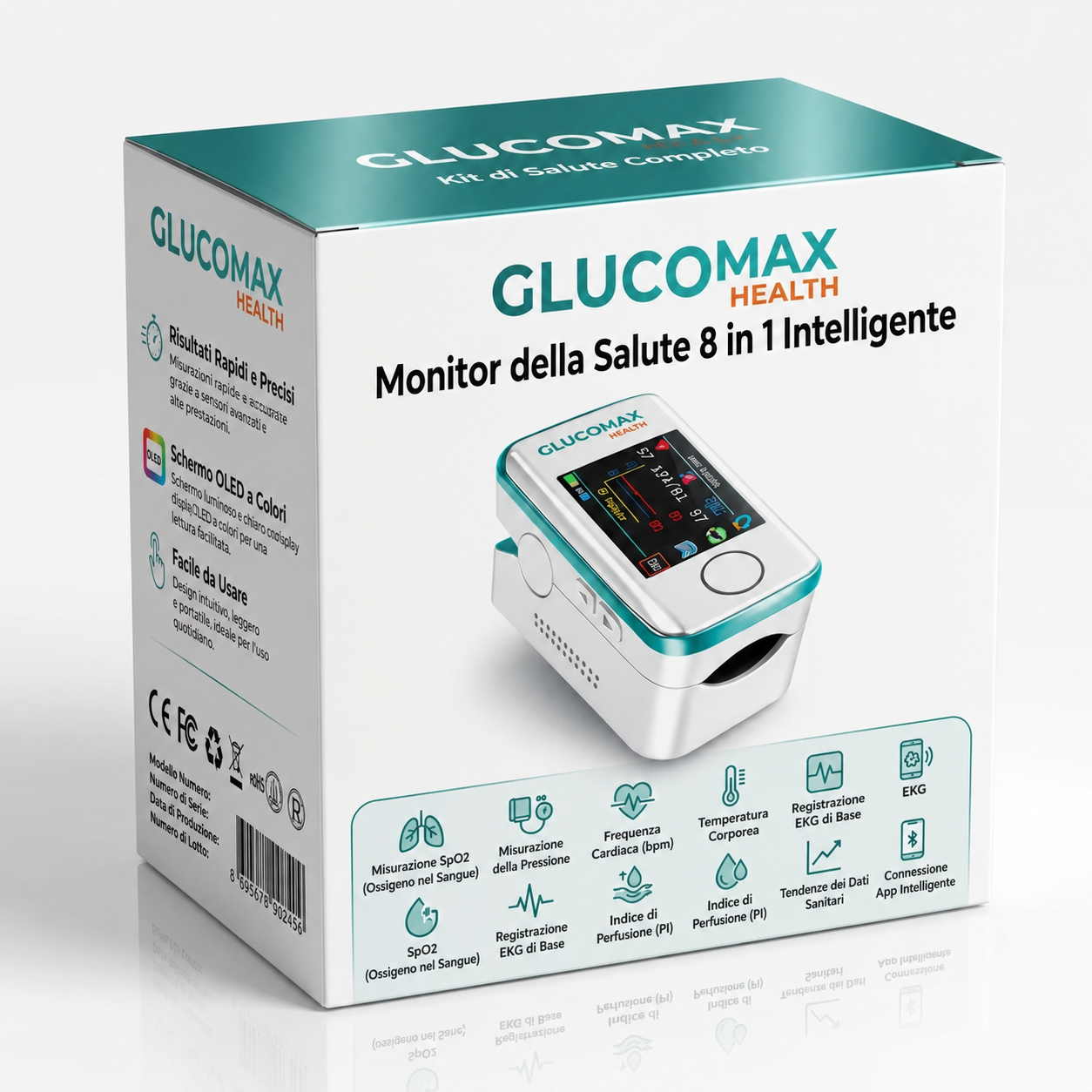 Kit Salute Serena: Glucomax Misuratore Senza Dolore + Misuratore di Pressione Gratis