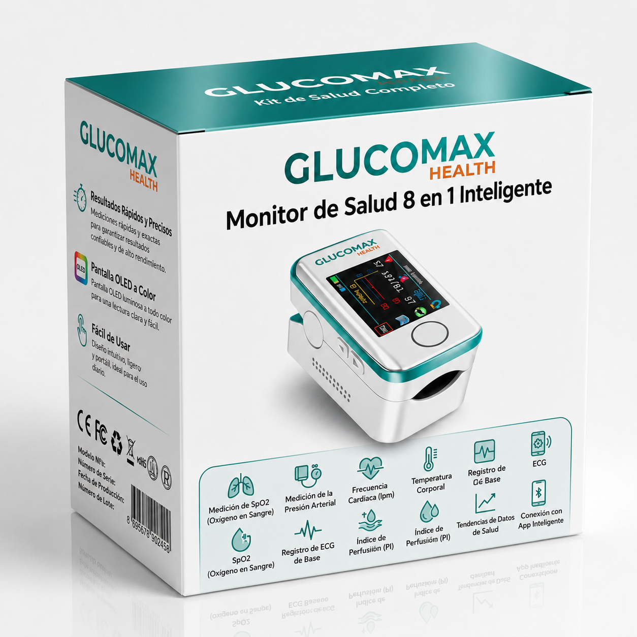 Kit Salute Serena: Glucomax Misuratore Senza Dolore + Misuratore di Pressione Gratis ES